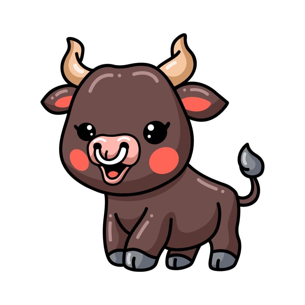 Cute happy baby bull cartoon vector