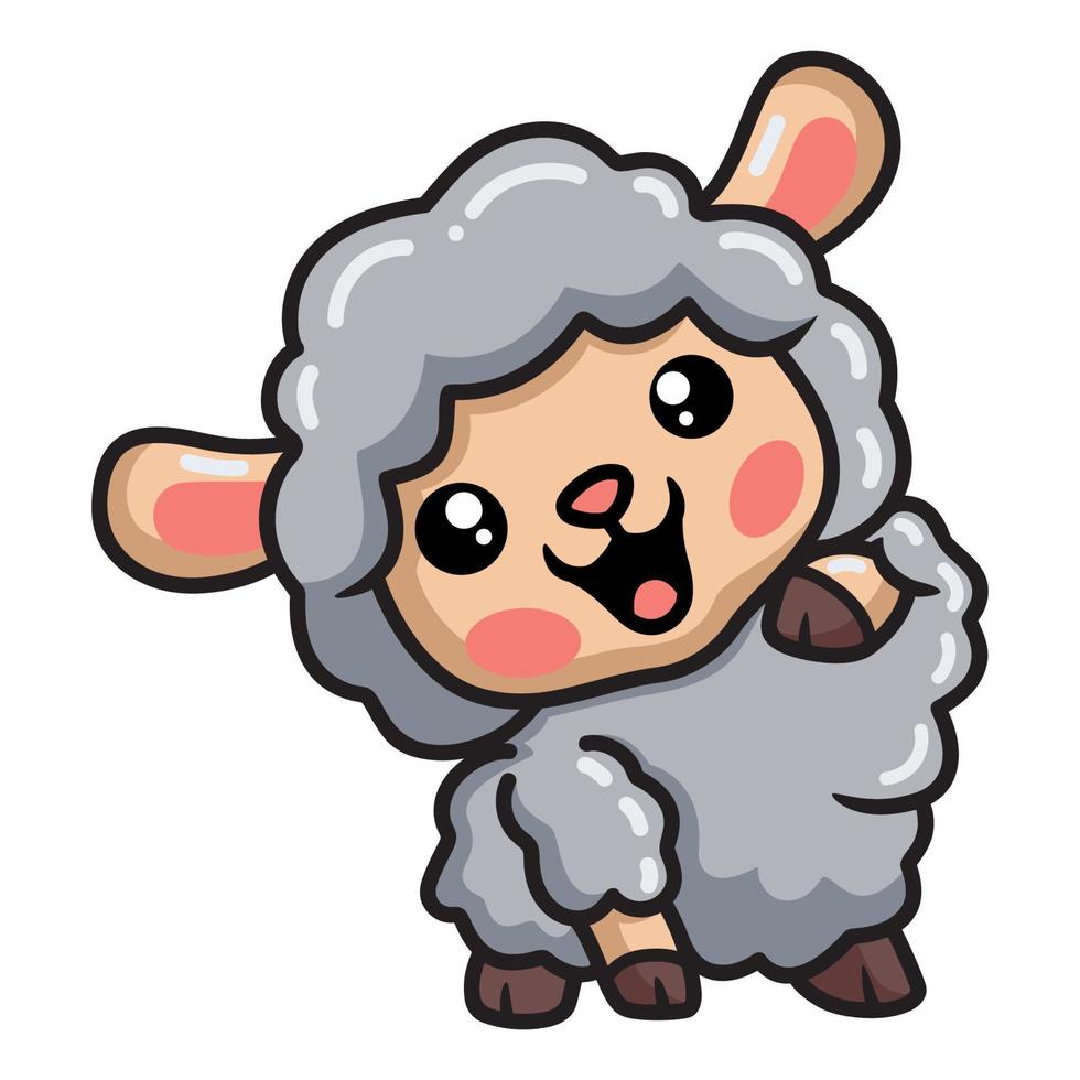 Cute baby sheep cartoon posing vector