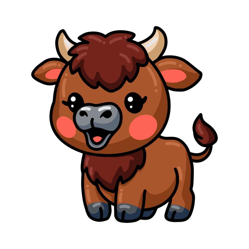 Cute happy baby yak cartoon vector