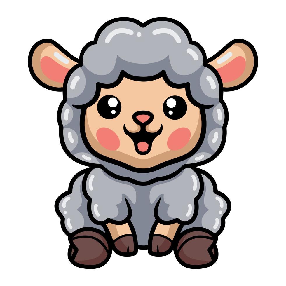 Cute baby sheep cartoon sitting vector