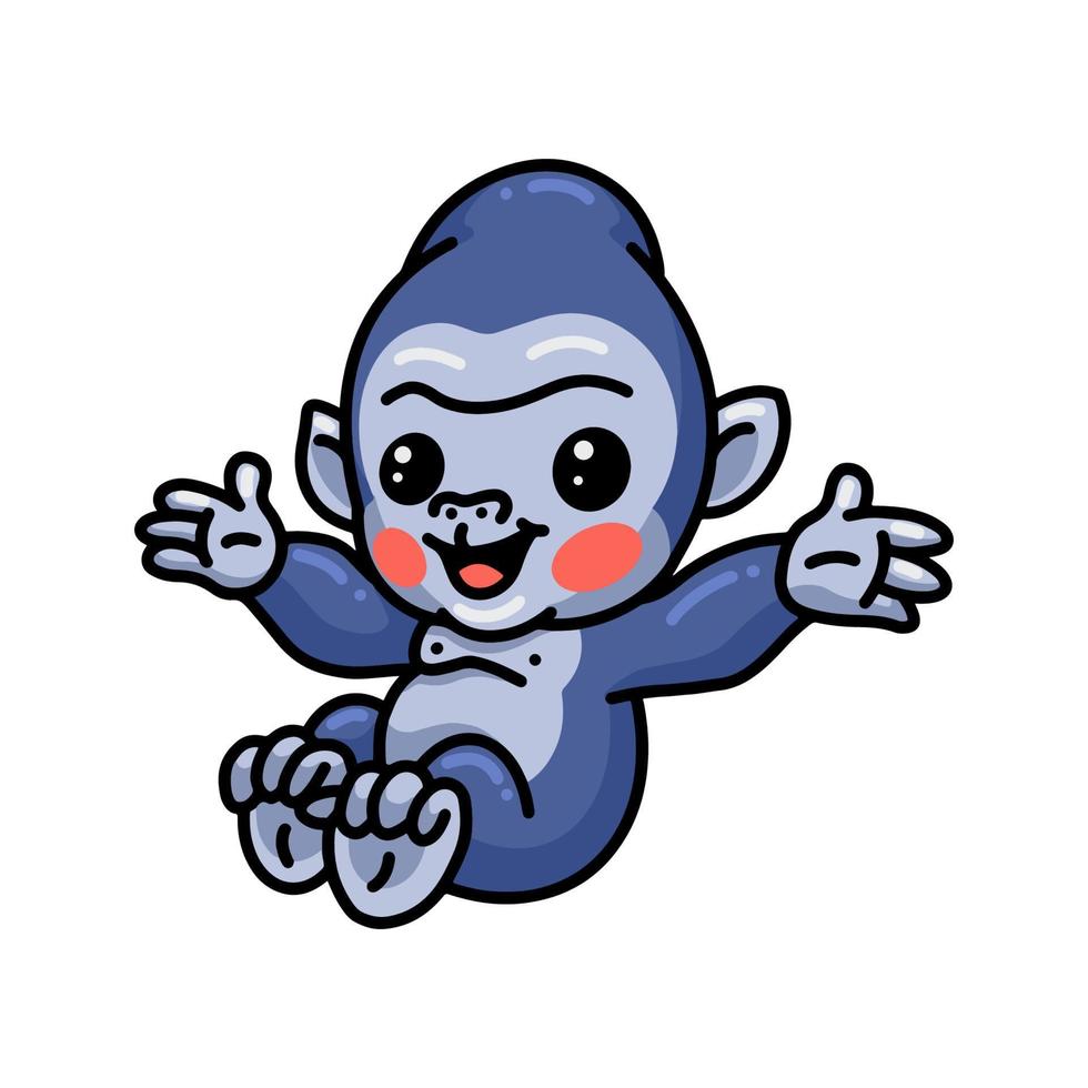 Cute baby gorilla cartoon jumping 9877598 Vector Art at Vecteezy