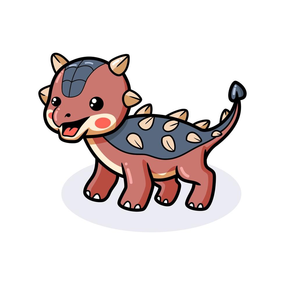 Cute little ankylosaurus dinosaur cartoon vector