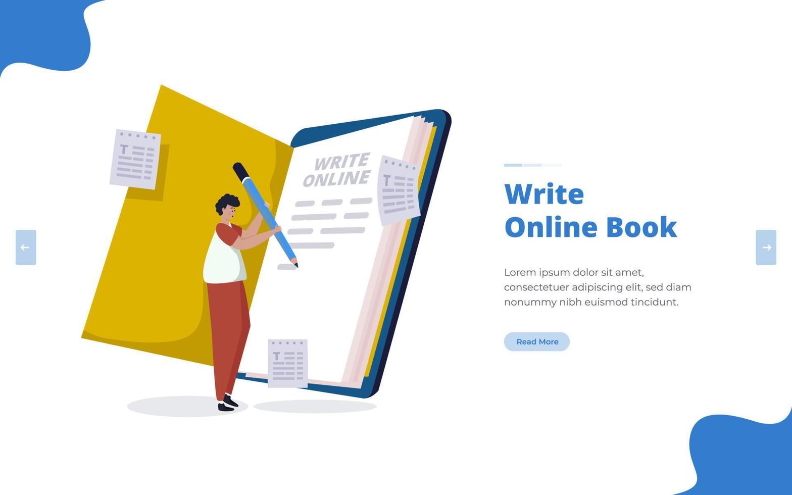 Flat design writes online book concept vector