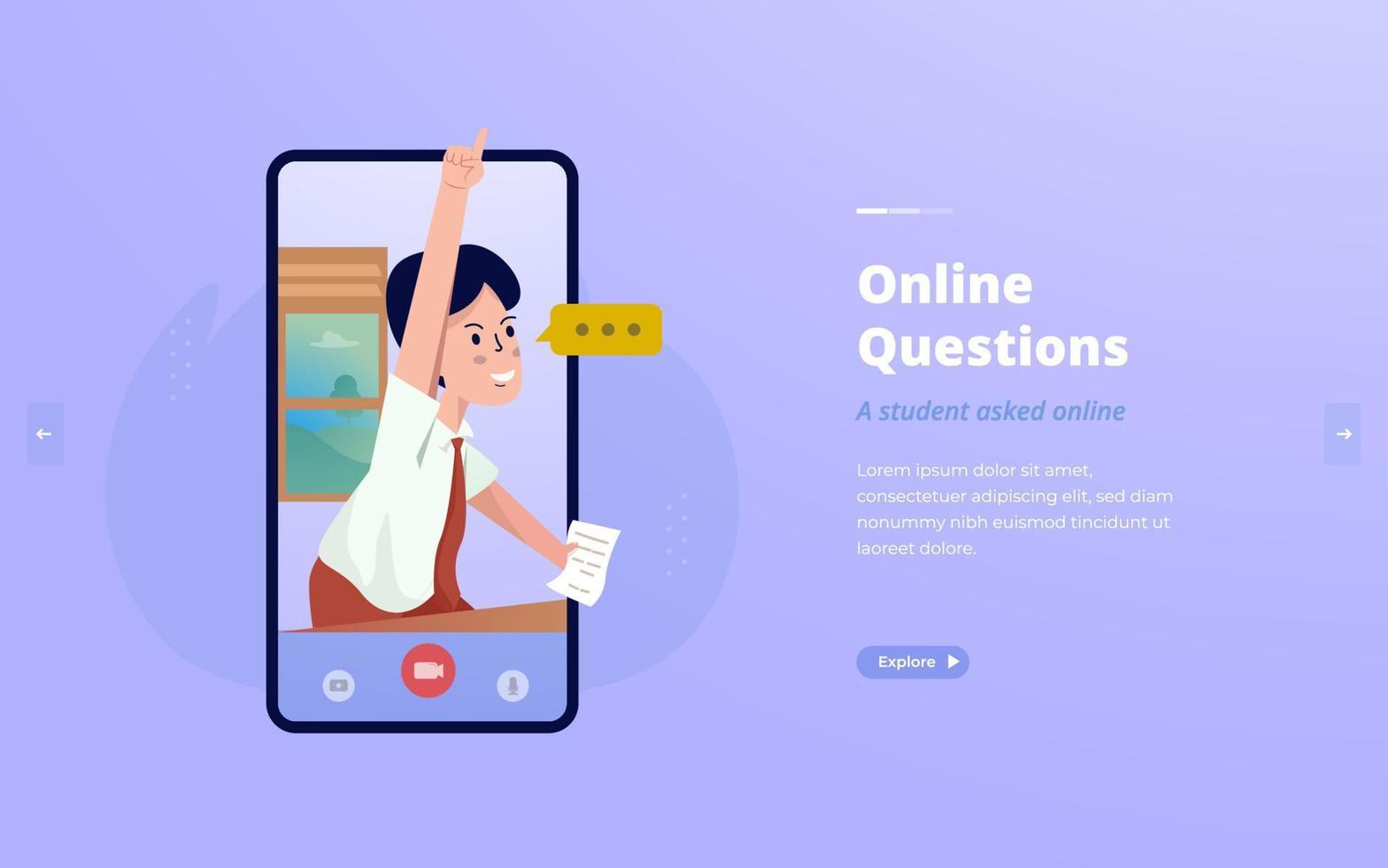 A student asked question online concept vector