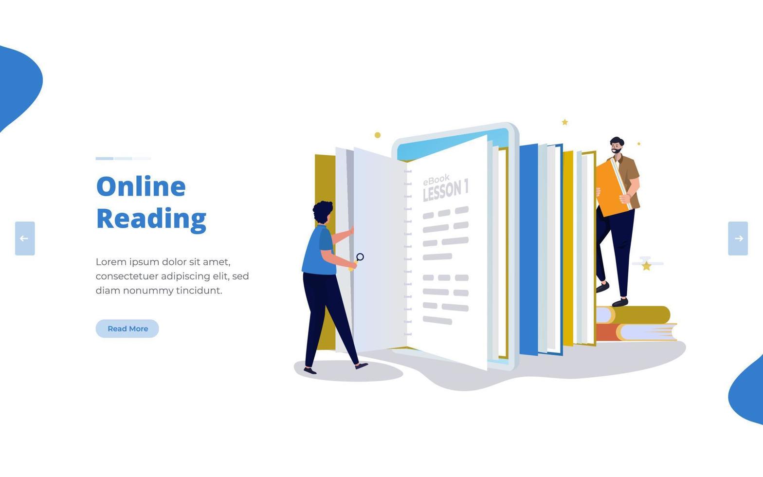 Flat illustration of read book online concept vector