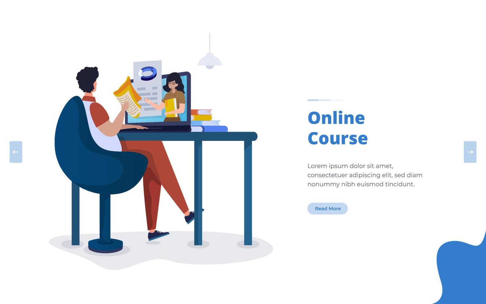 Flat illustration online course learning concept vector