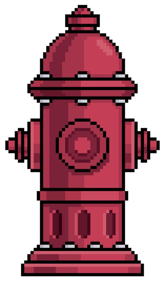 Pixel art Hydrant vector icon for 8bit game on white background