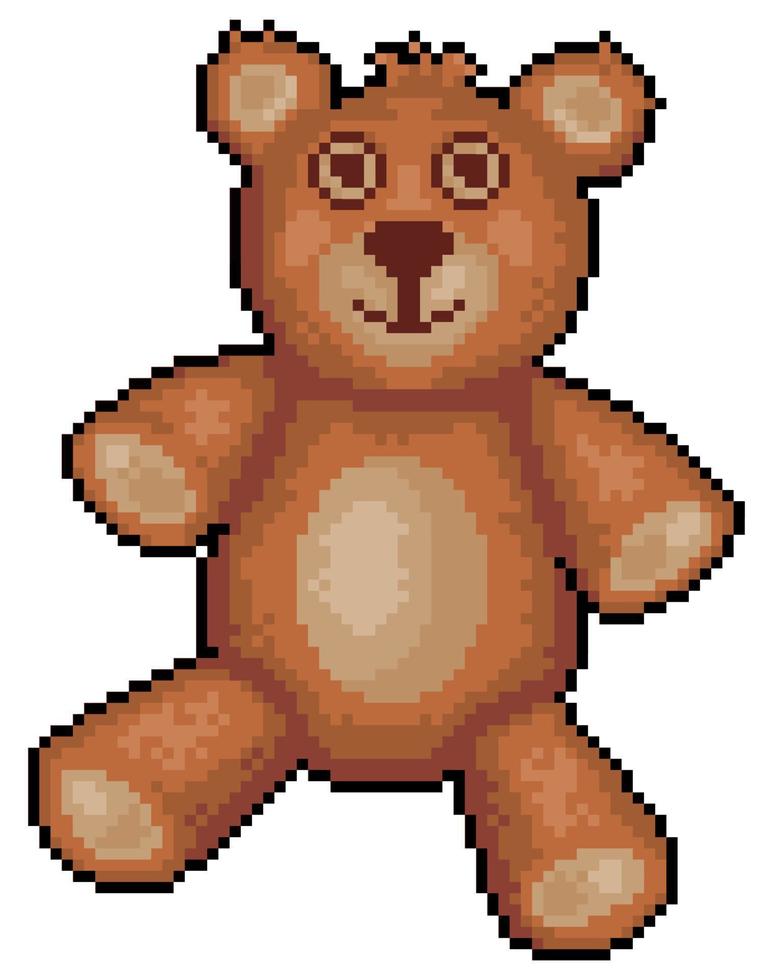 icono de oso de peluche de pixel art para fondo blanco de 8 bits de juego vector