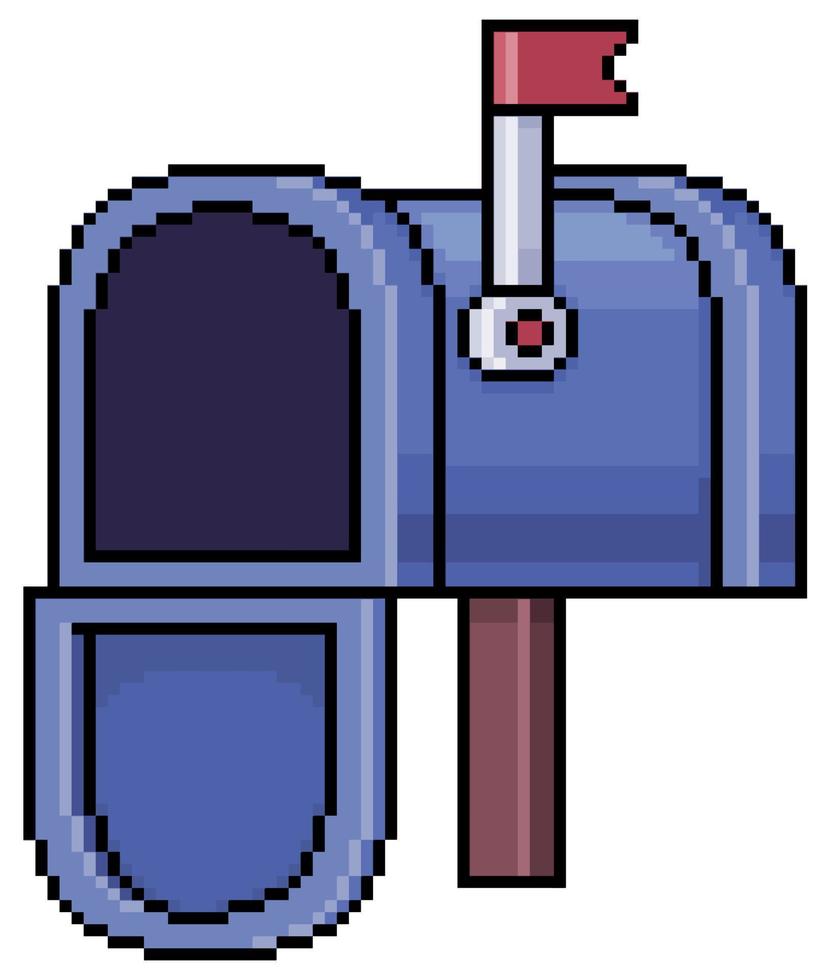 Pixel art traditional mailbox vector icon for 8bit game on white background
