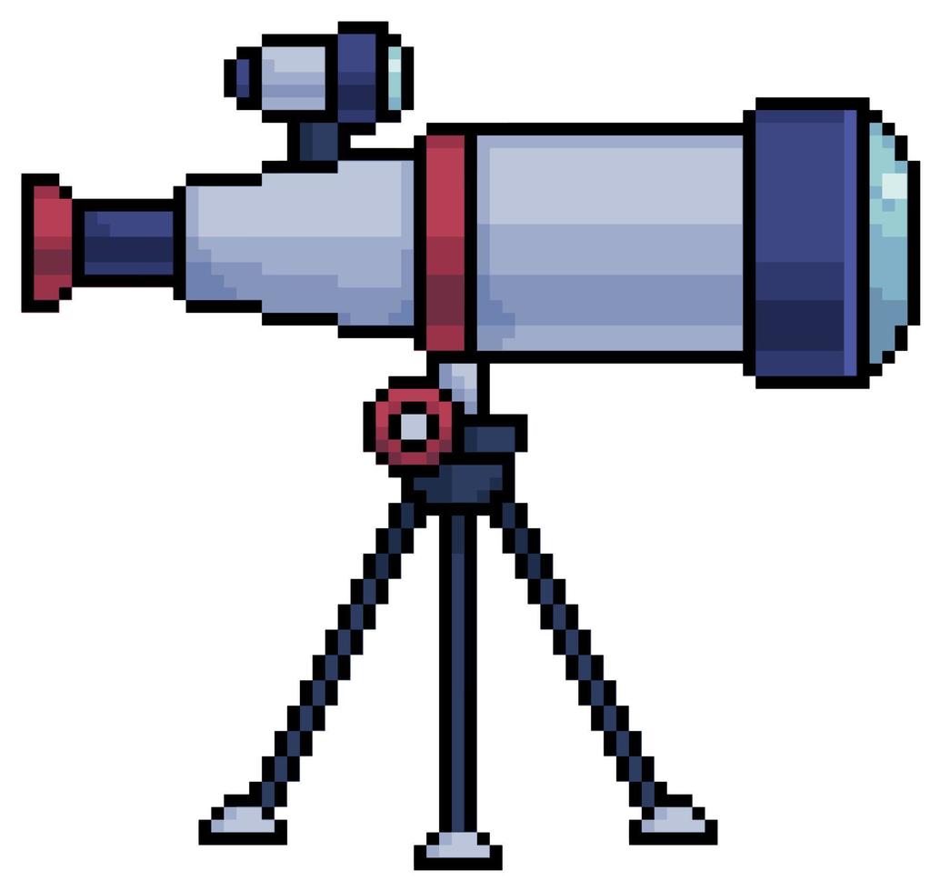 pixel art telescopio astronómico spyglass vector icono para juego de 8 bits sobre fondo blanco