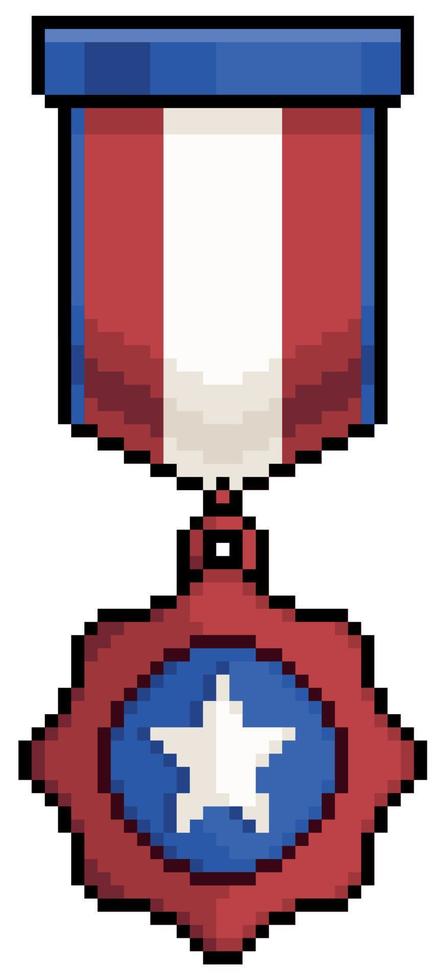 Pixel art medal independence day of the united states 4th of july USA vector icon for 8bit game on white background