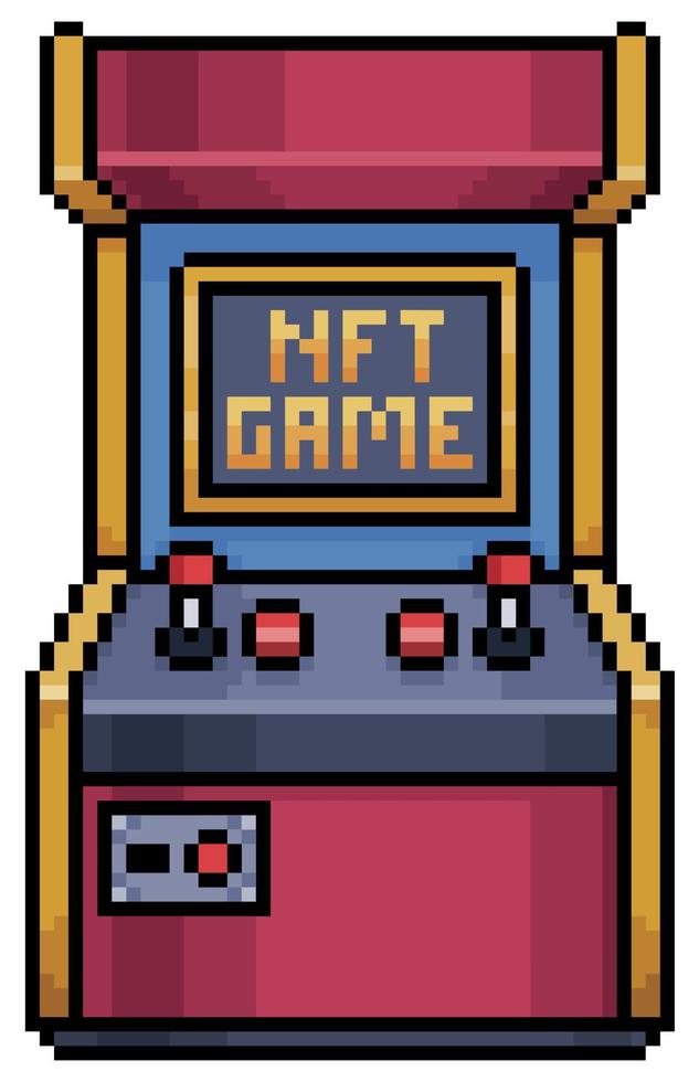 Pixel art arcade game NFT vector icon for 8bit game on white background