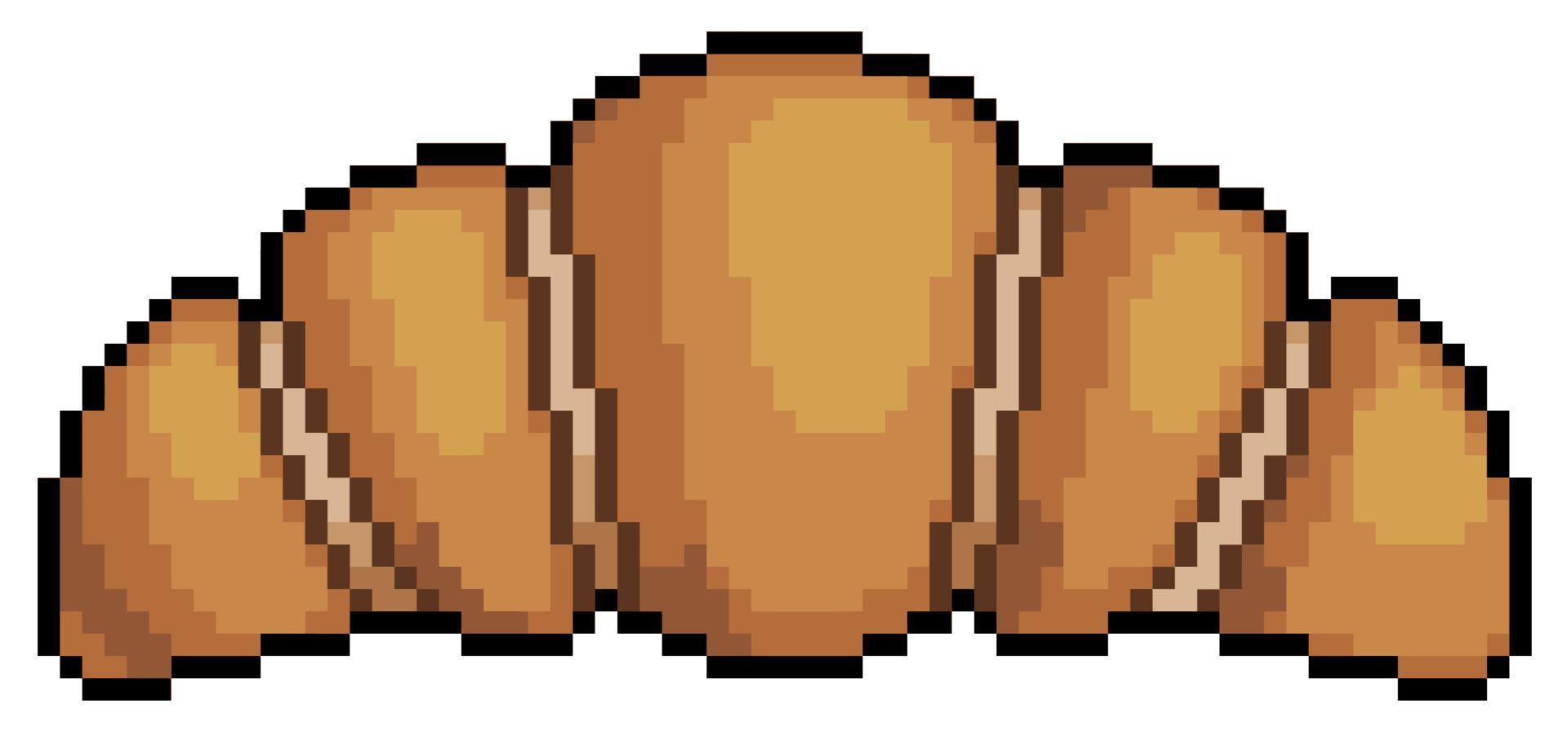 icono de vector de croissant de pixel art para juego de 8 bits sobre fondo blanco