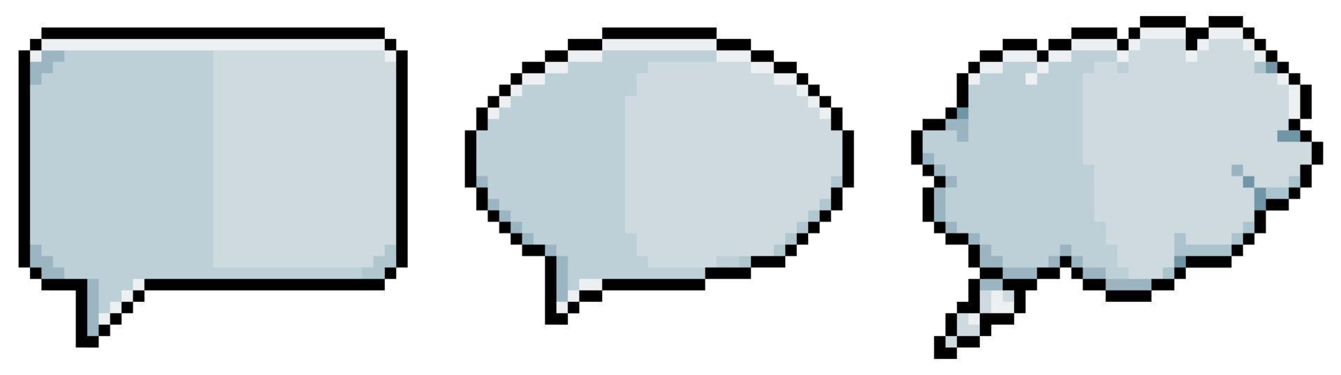 Pixel art speech and thought bubbles vector icon for 8bit game on white background