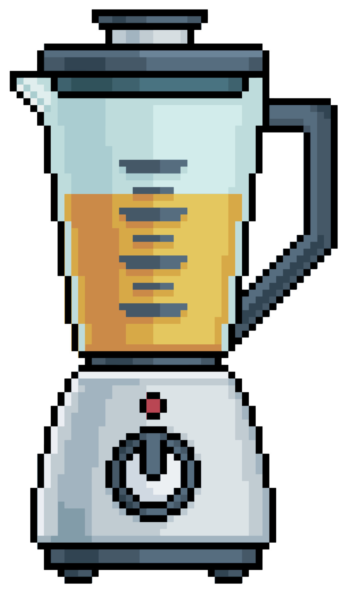 Pixel art blender with juice vector icon for 8bit game on white