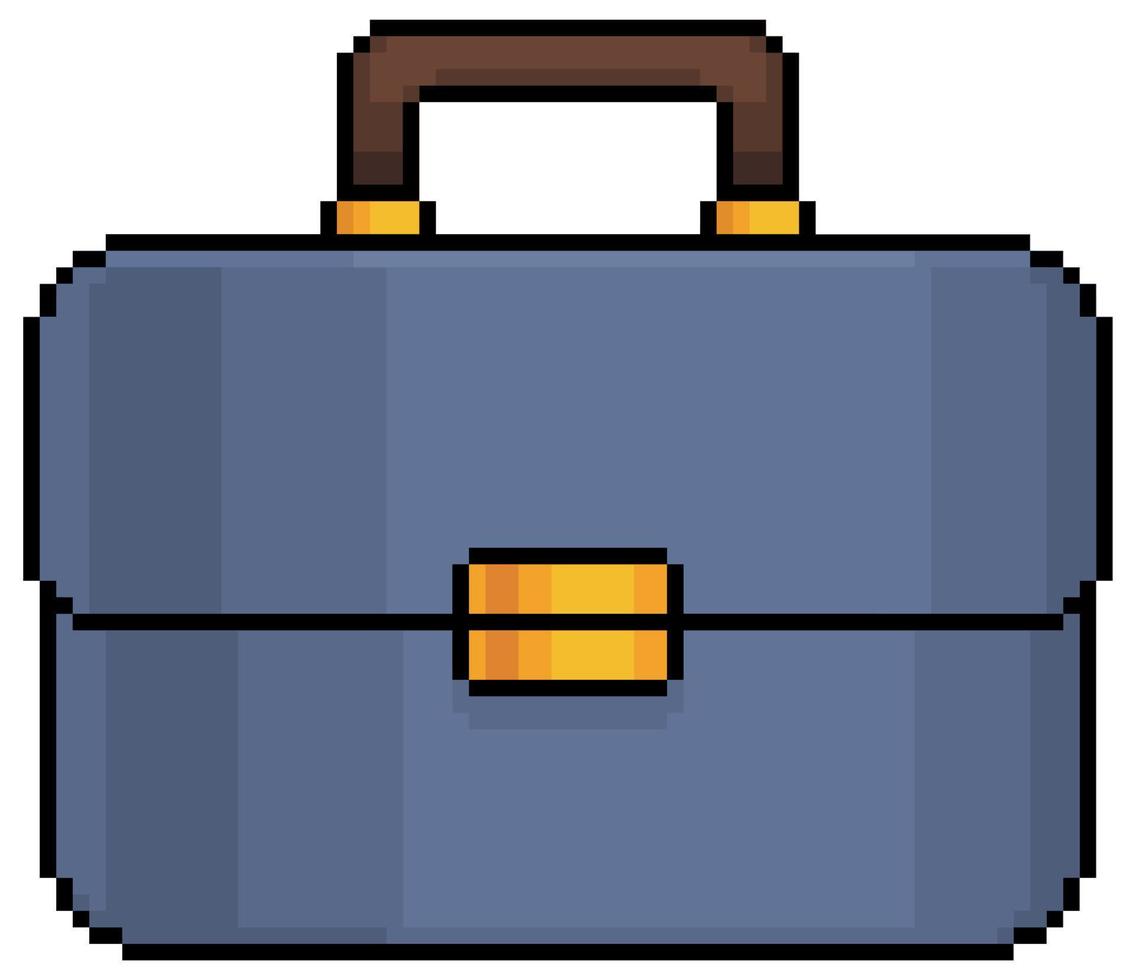 Pixel art suitcase vector icon for 8bit game on white background