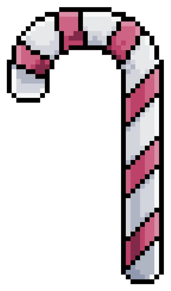 pixel art christmas lollipop icono de vector de navidad para juego de 8 bits sobre fondo blanco