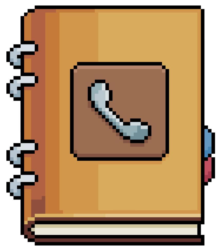 pixel art agenda telefónica icono vectorial para juego de 8 bits sobre fondo blanco vector