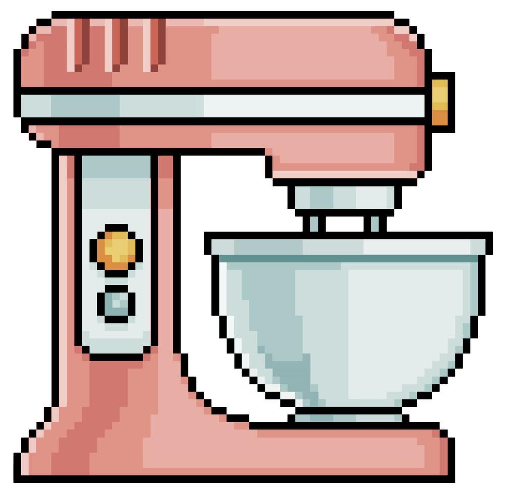 icono de vector de mezclador de comida de pixel art para juego de 8 bits sobre fondo blanco