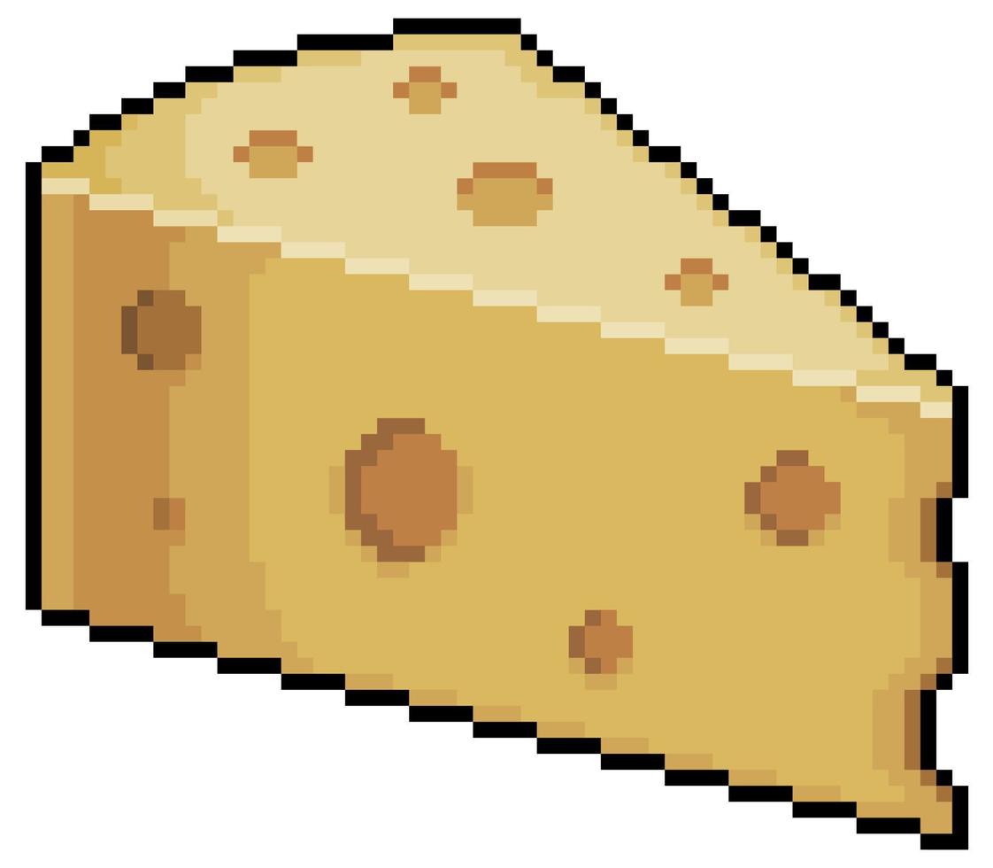 rebanada de pixel art de icono de vector de queso para juego de 8 bits sobre fondo blanco