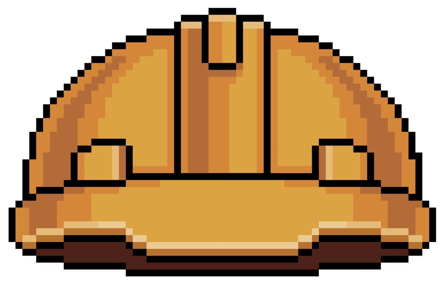 Pixel art protective and safety helmet vector icon for 8bit game on white background