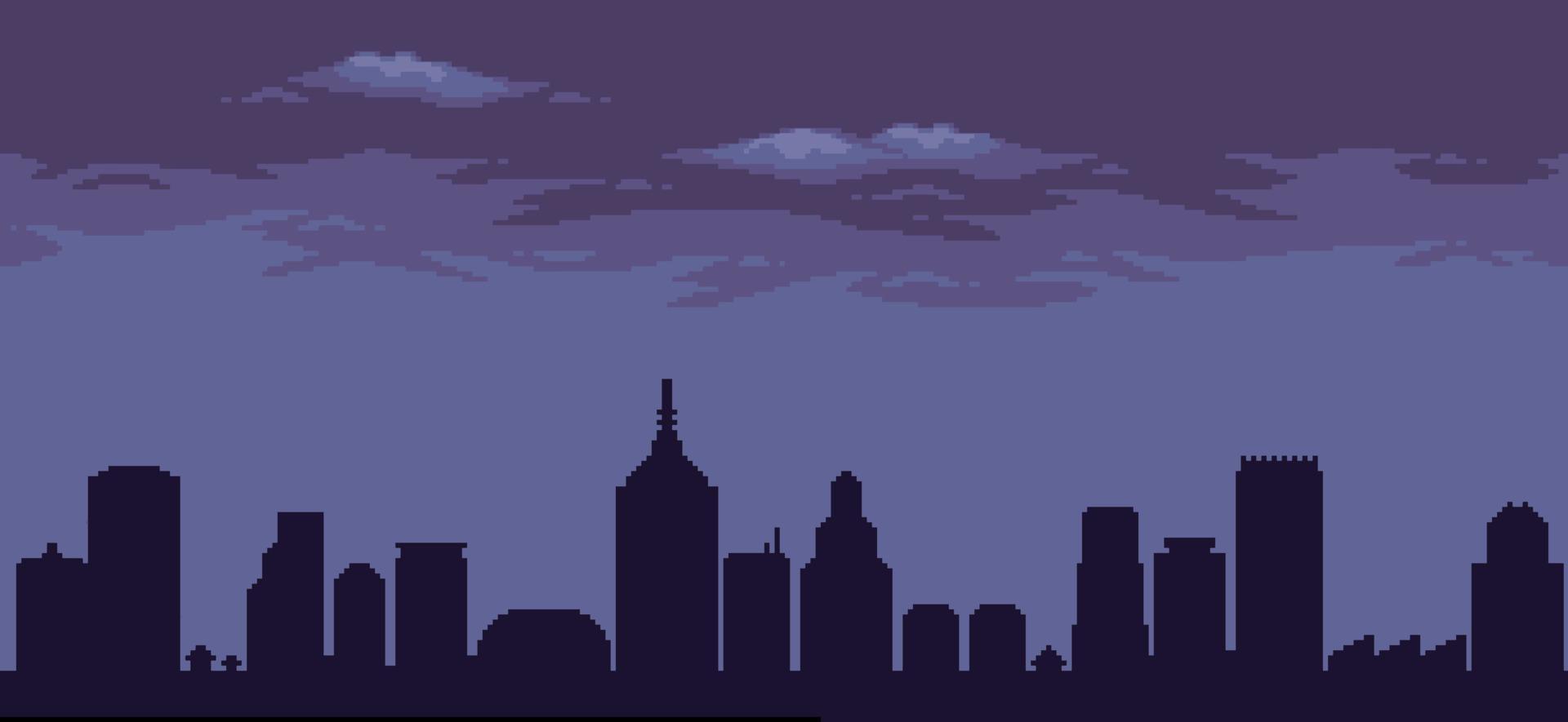 Pixel art minimalist city background vector for 8bit game