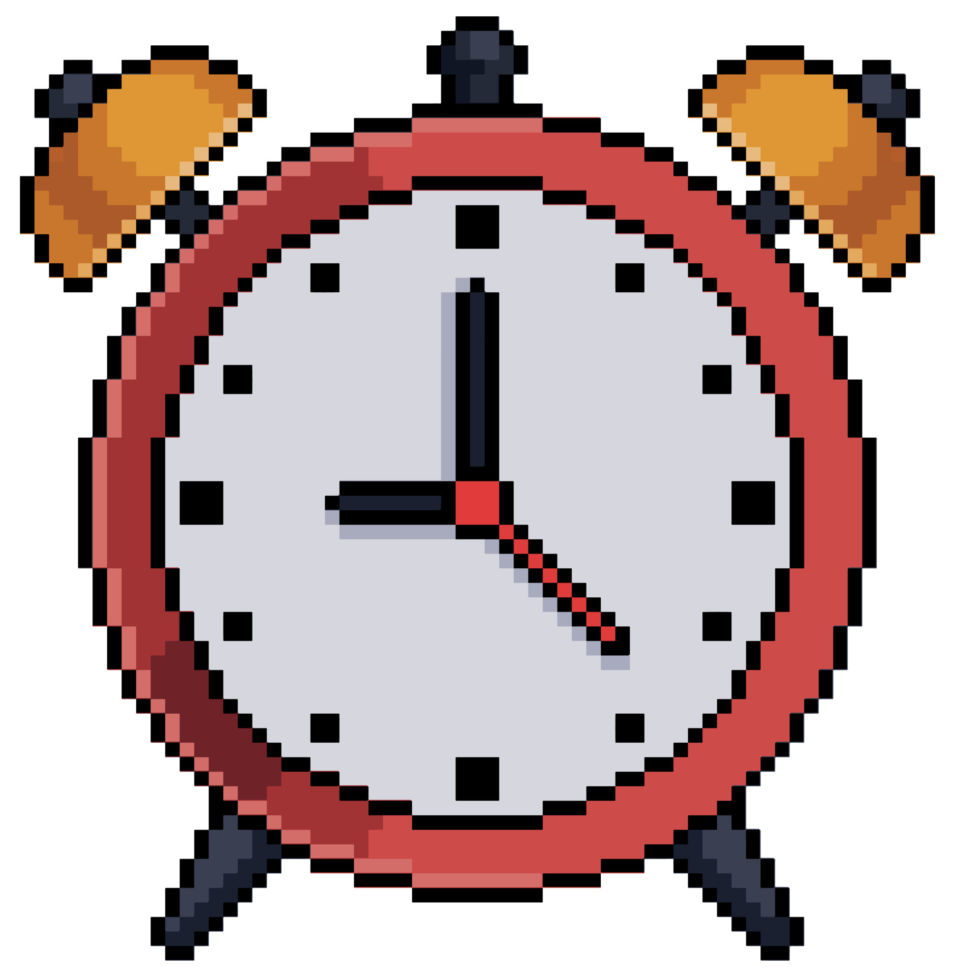 Pixel art retro alarm clock. 8bit game item on white background 9877894