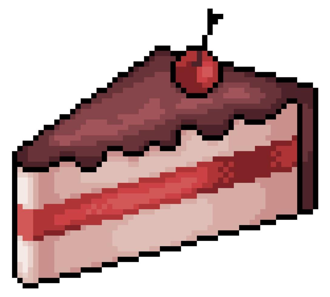 icono de vector de pastel de pixel art para juego de 8 bits sobre fondo blanco