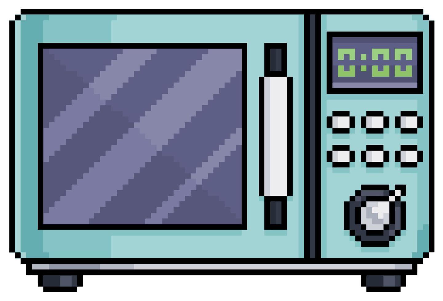 Pixel art microwave vector icon for 8bit game on white background