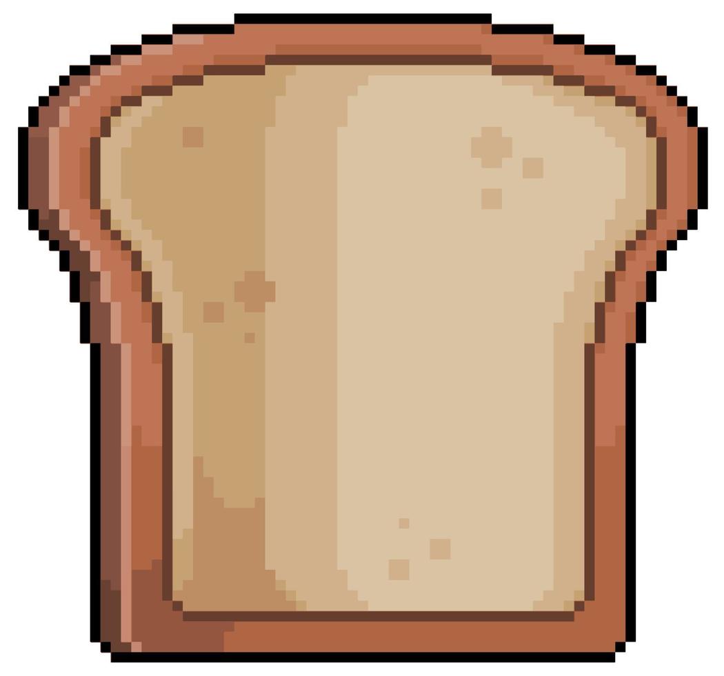 Pixel art slice of bread vector icon for 8bit game on white background