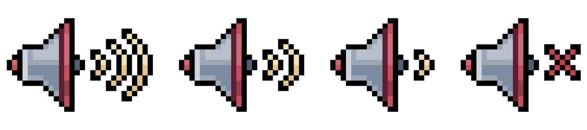 icono de vector de iconos de altavoz móvil de pixel art para juego de 8 bits sobre fondo blanco