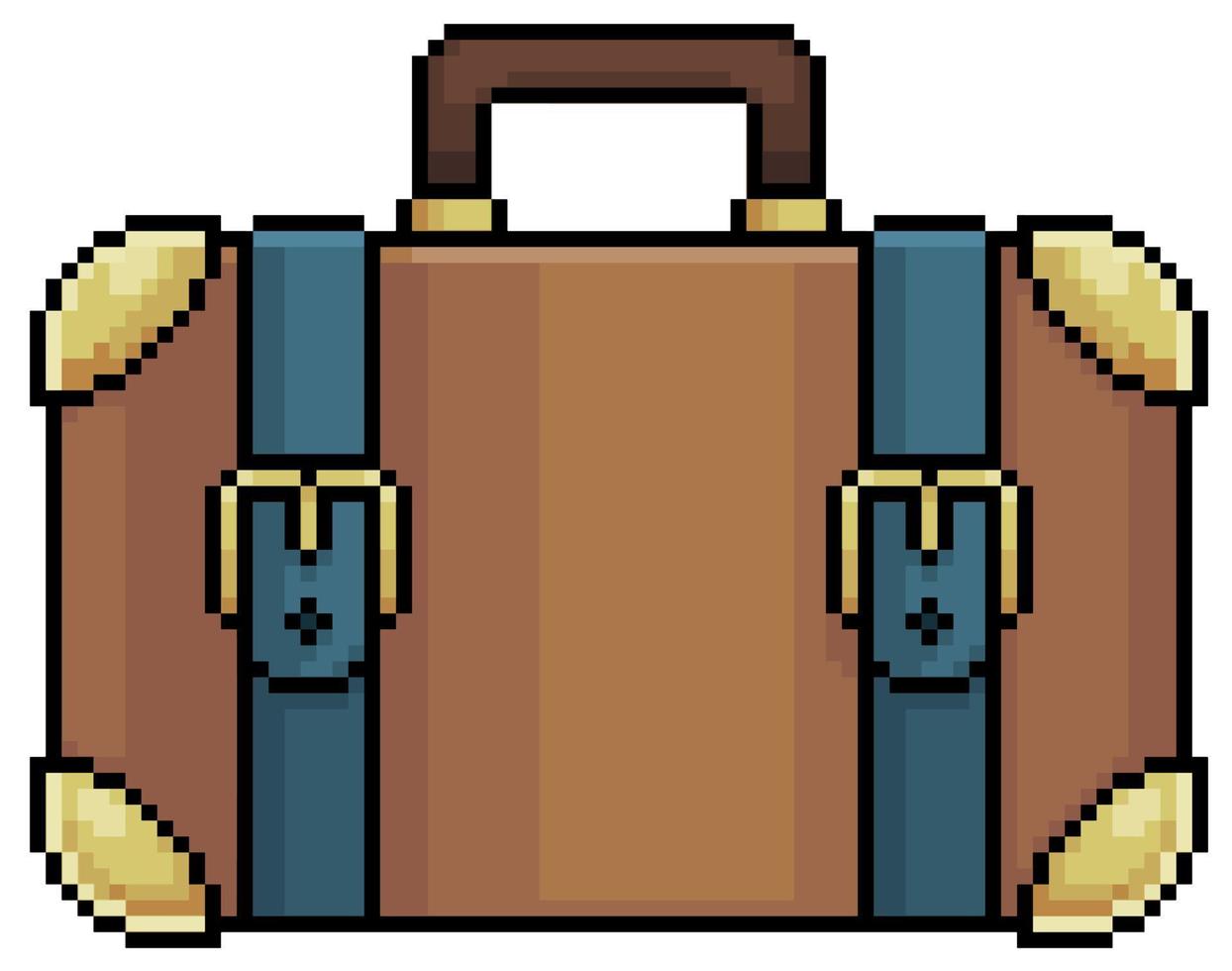 Pixel art travel bag vector icon for 8bit game on white background