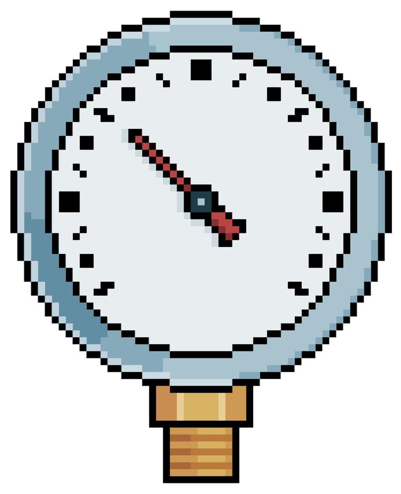 Pixel art manometer gas pressure gauge vector icon for 8bit game on white background