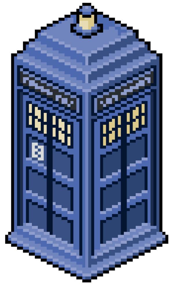 Pixel art english phone booth doctor who 8bit game item on white background vector