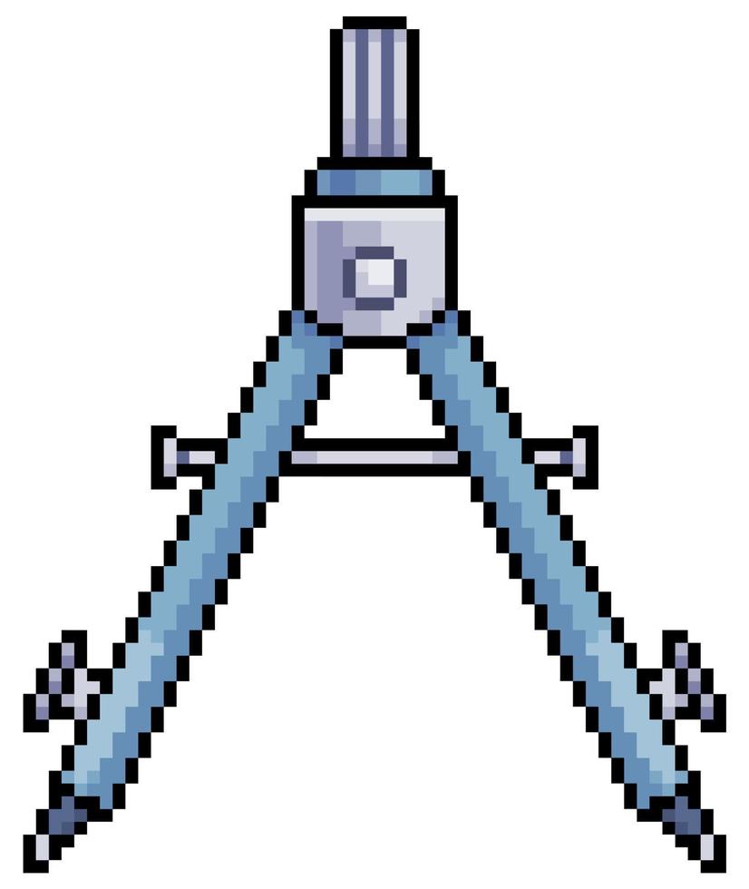 Pixel art compass architecture vector icon for 8bit game on white background