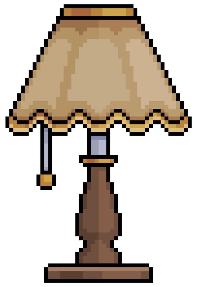 Pixel art lampshade lamp vector icon for 8bit game on white background