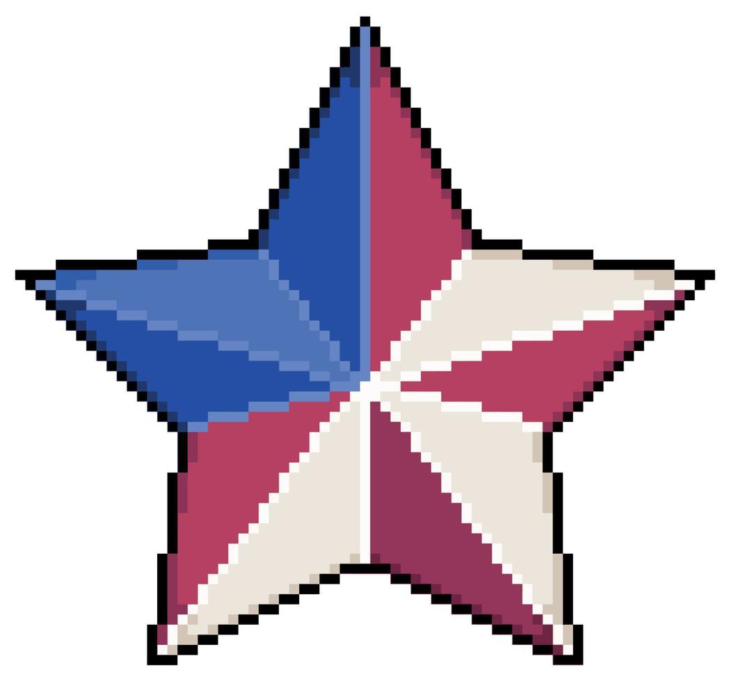 Pixel art star independence day united states 4th of july USA vector icon for 8bit game on white background