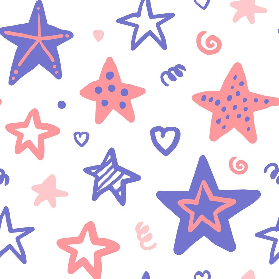 Textures stars festive hand drawn seamless pattern vector