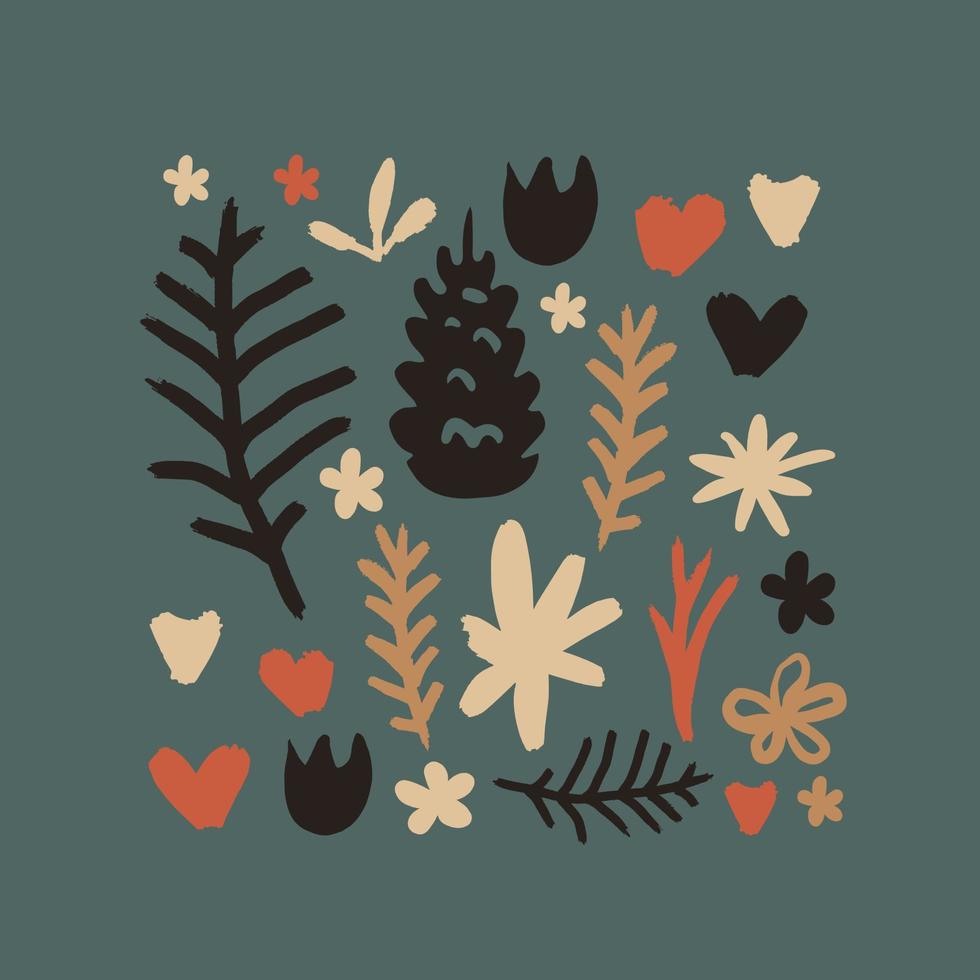 Hand drawn Scandinavian forest collage vector illustration