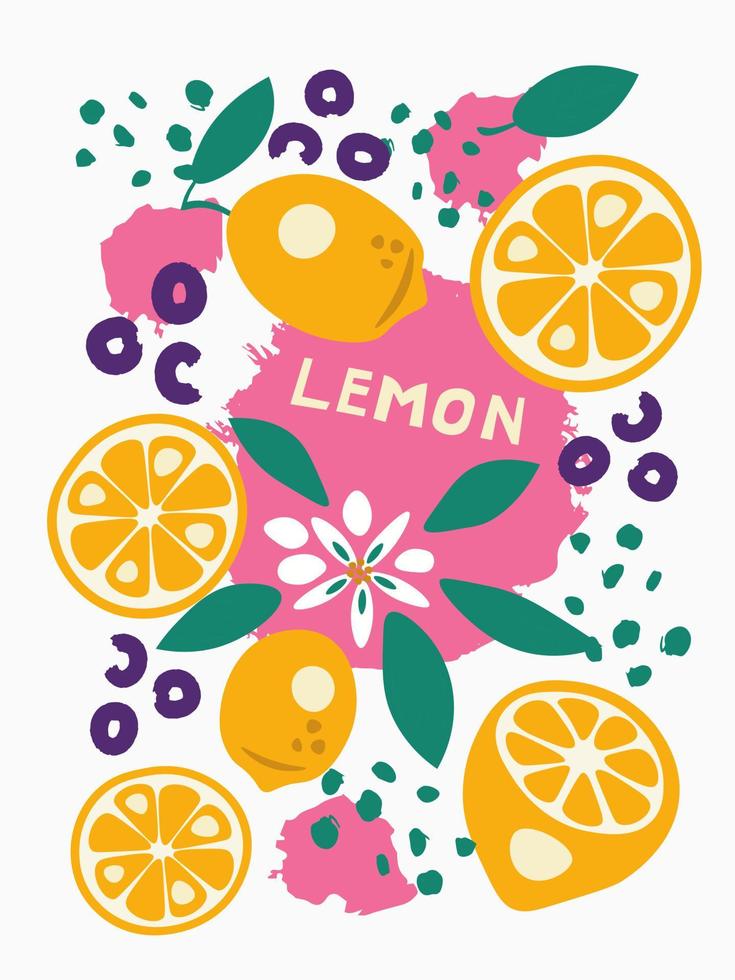 Lemon cute summer trendy illustration vector