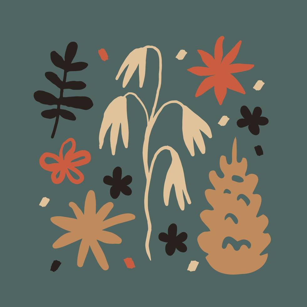 Scandinavian forest herbs collage vector illustration