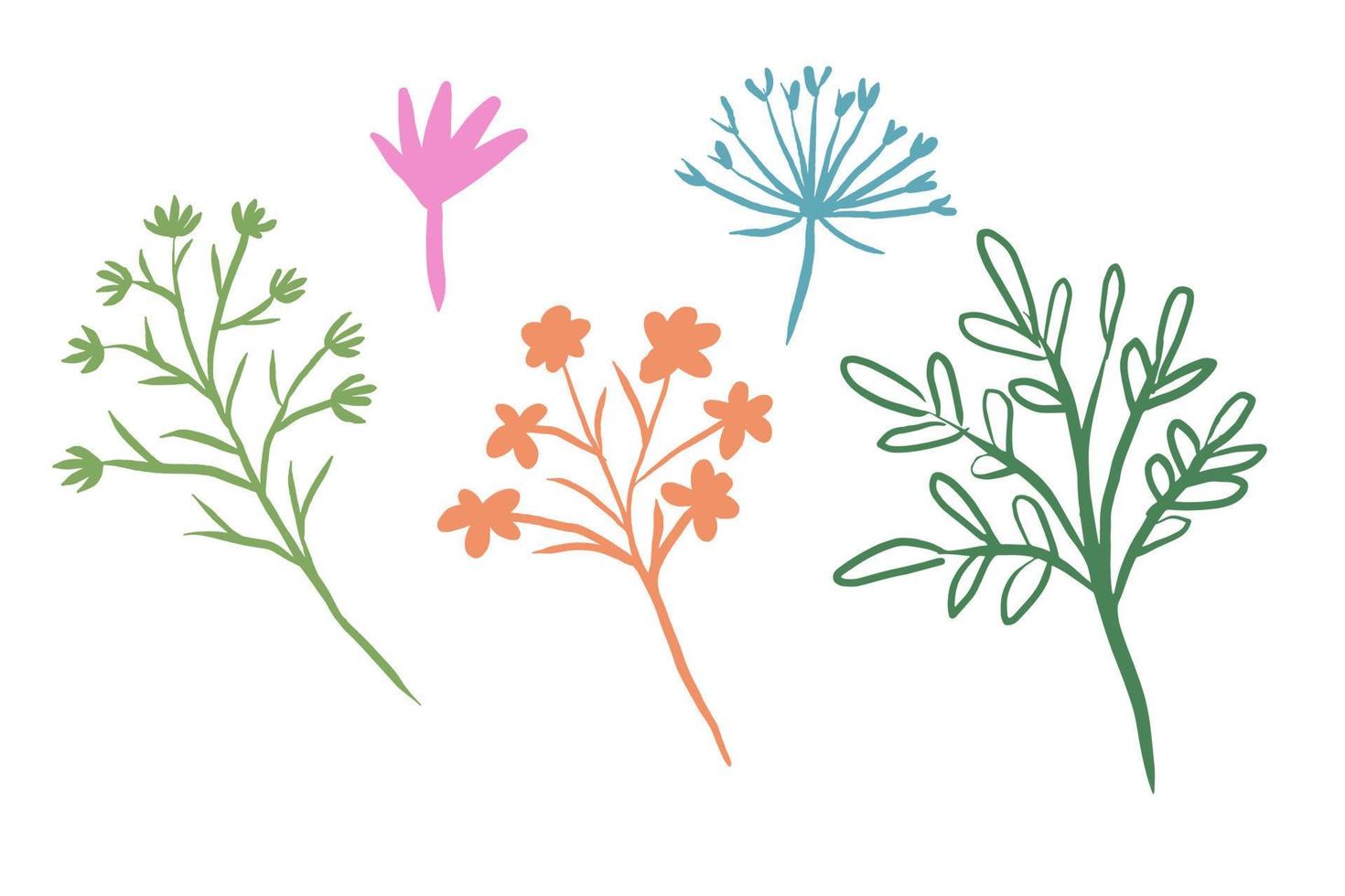 branch and flower summer silhouette set vector