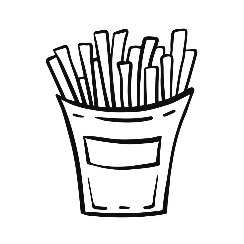 papas fritas simple doodle ilustración vectorial vector