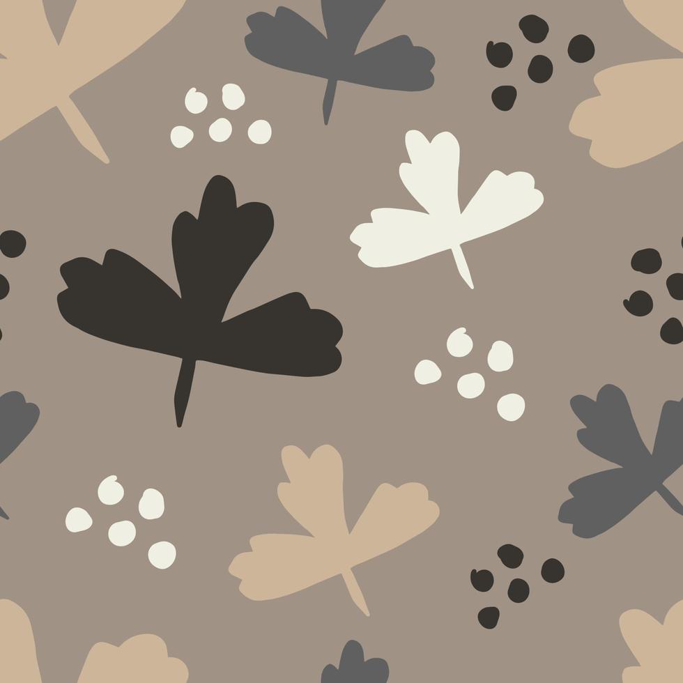Simple neutral botanical hand drawn seamless pattern vector