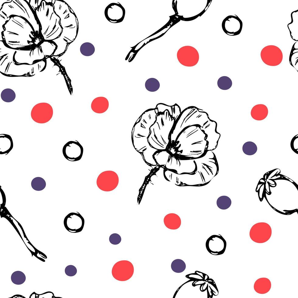 Poppies flower pattern vector
