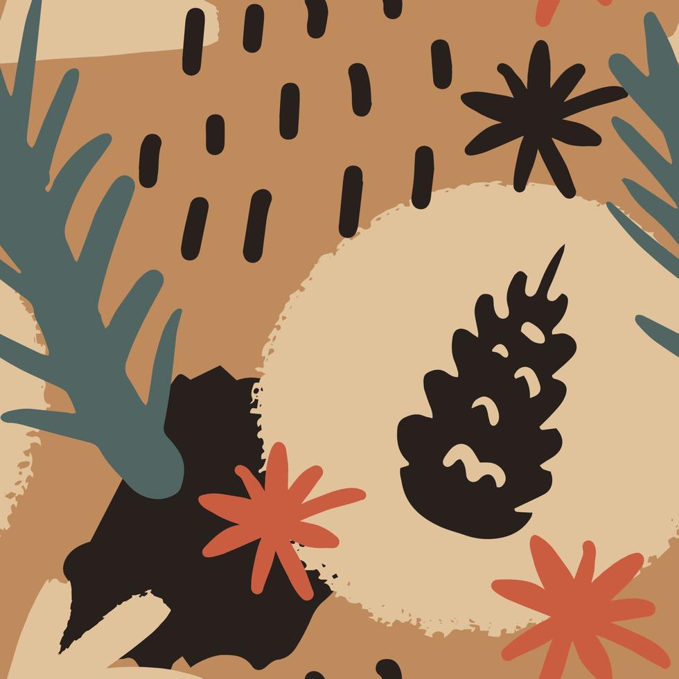 Cute abstract nature cone doodle pattern vector