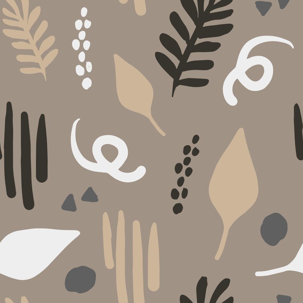 Trendy neutral botanical hand drawn seamless pattern vector