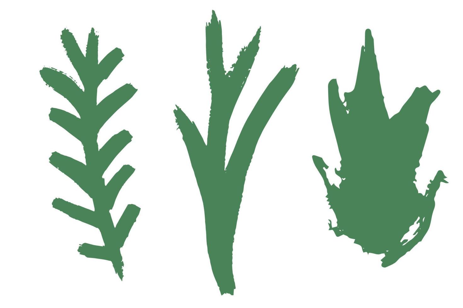 Set hand drawn leaves silhouette vector