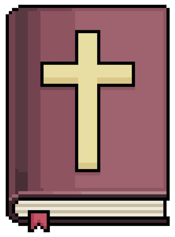 pixel art icono de vector de la santa biblia para juego de 8 bits sobre fondo blanco