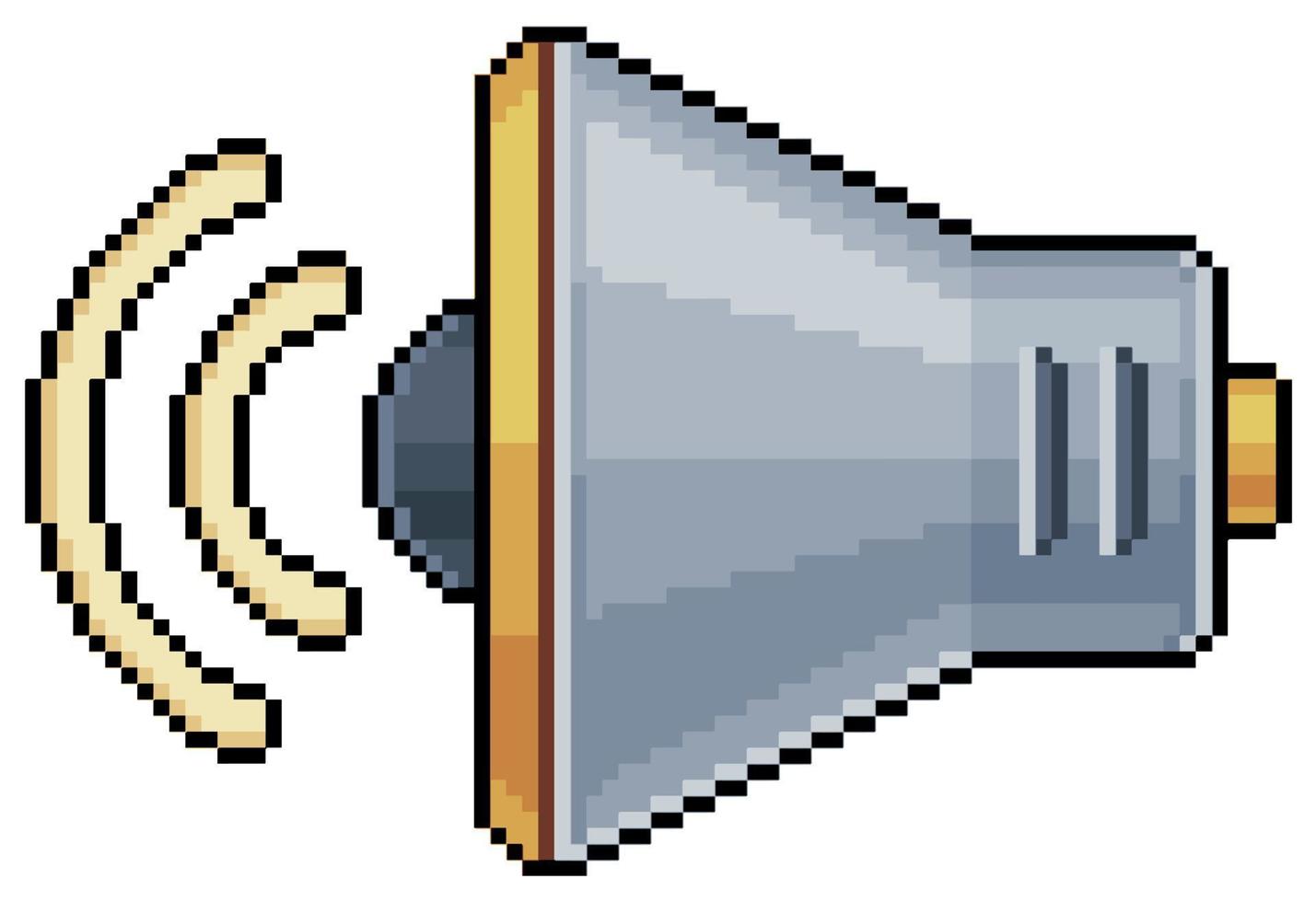 Pixel art speaker vector icon for 8bit game on white background
